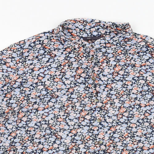 Marks and Spencer Womens Blue Floral Cotton Basic Button-Up Size 20 Collared