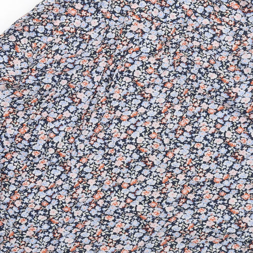 Marks and Spencer Womens Blue Floral Cotton Basic Button-Up Size 20 Collared