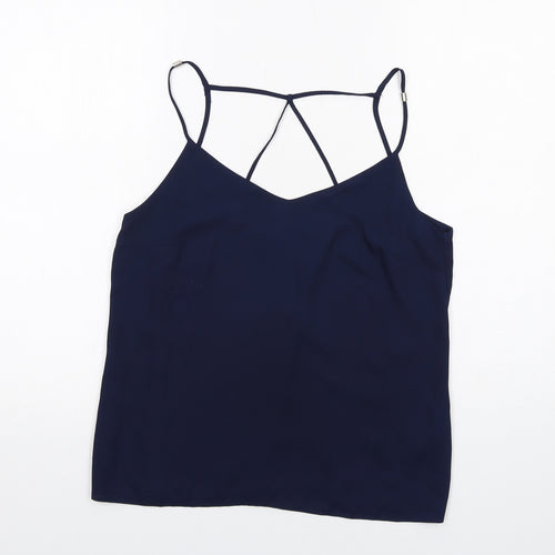 Lipsy Womens Blue Polyester Basic Tank Size 10 V-Neck
