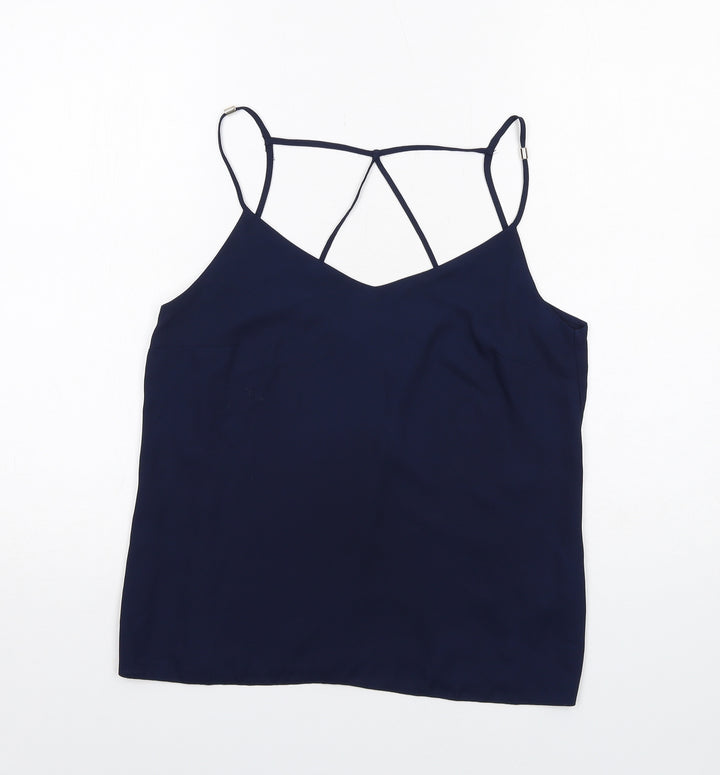 Lipsy Womens Blue Polyester Basic Tank Size 10 V-Neck