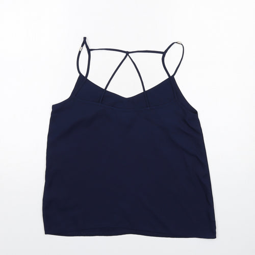 Lipsy Womens Blue Polyester Basic Tank Size 10 V-Neck