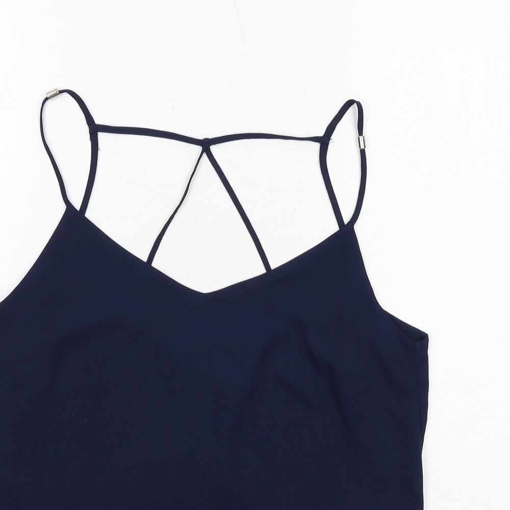Lipsy Womens Blue Polyester Basic Tank Size 10 V-Neck