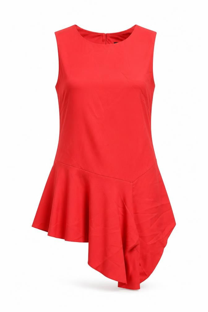Front view of Roman women’s red polyester basic tank, size UK 10, round neck