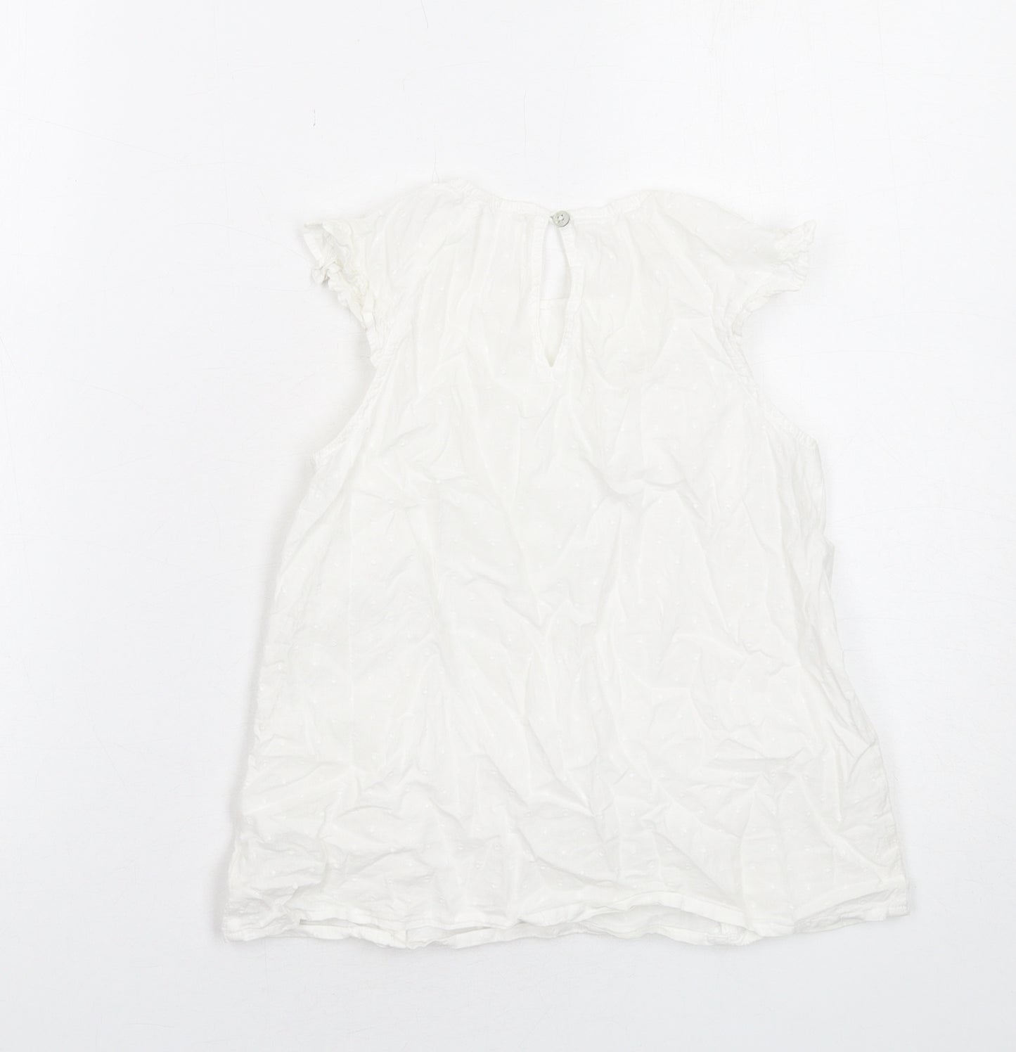 NEXT Girls White Cotton Basic Blouse Size 9 Years Boat Neck Button