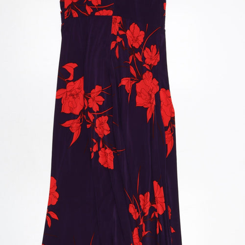Phase Eight Womens Purple Floral Polyester Maxi Size 12 Halter Zip