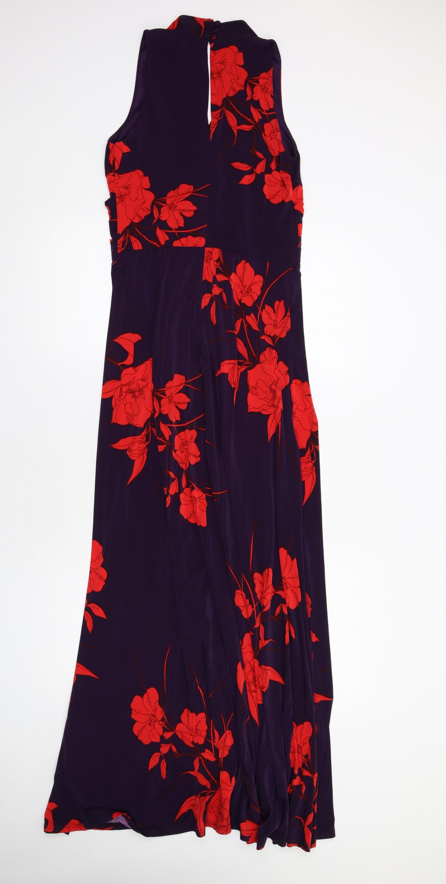 Phase Eight Womens Purple Floral Polyester Maxi Size 12 Halter Zip
