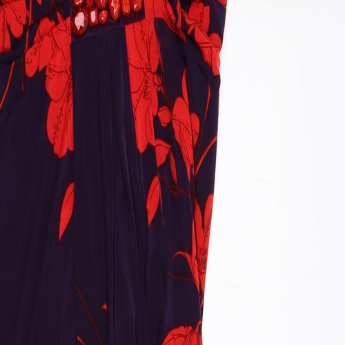Phase Eight Womens Purple Floral Polyester Maxi Size 12 Halter Zip