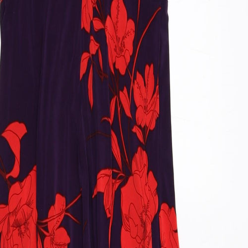 Phase Eight Womens Purple Floral Polyester Maxi Size 12 Halter Zip