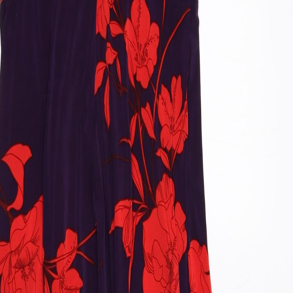 Phase Eight Womens Purple Floral Polyester Maxi Size 12 Halter Zip