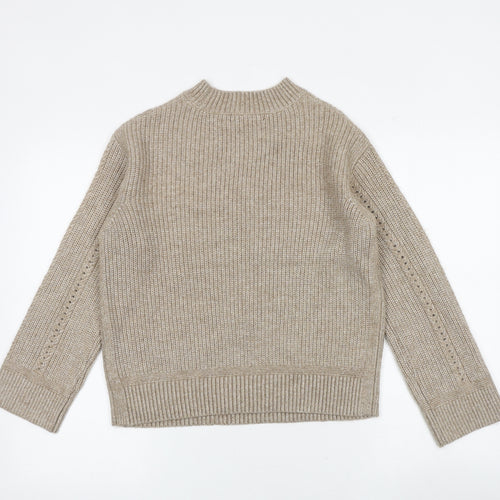 Marks and Spencer Womens Beige Round Neck Acrylic Pullover Jumper Size S