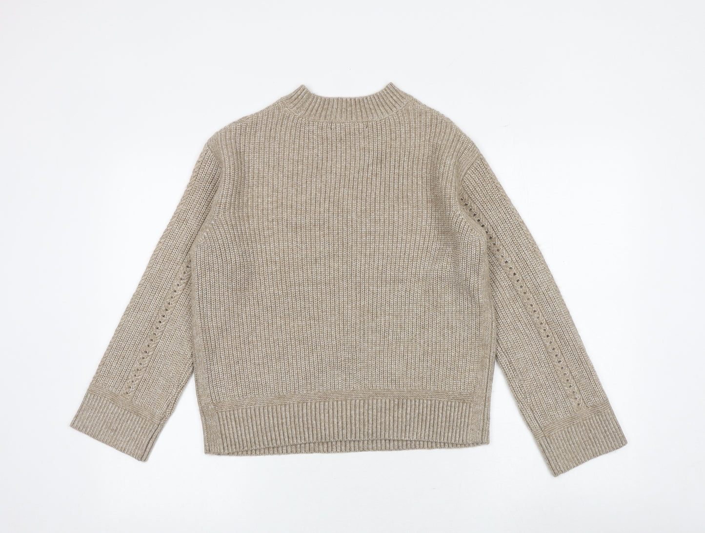 Marks and Spencer Womens Beige Round Neck Acrylic Pullover Jumper Size S