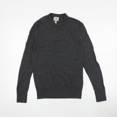 H&M Womens Grey Round Neck Wool Pullover Jumper Size S