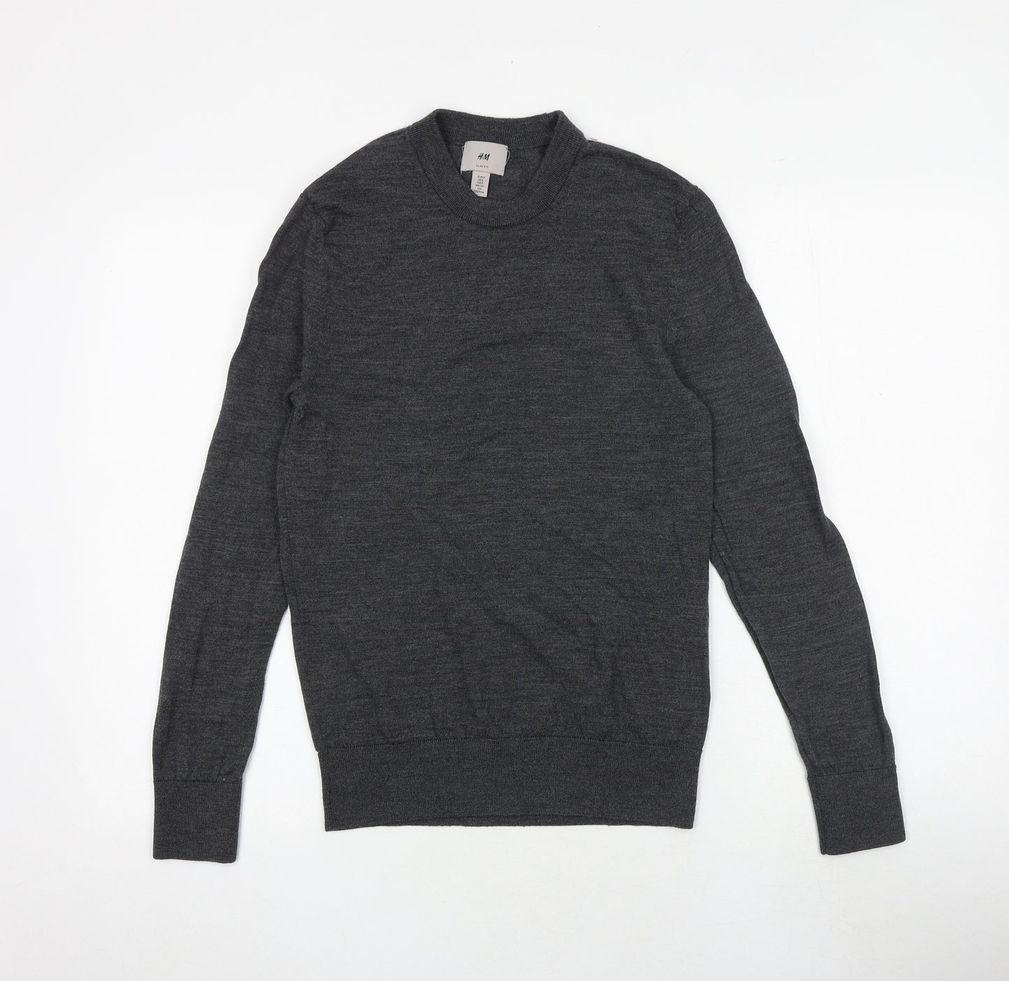 H&M Womens Grey Round Neck Wool Pullover Jumper Size S
