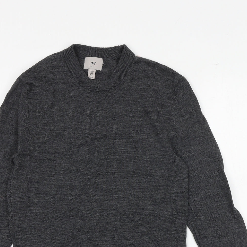 H&M Womens Grey Round Neck Wool Pullover Jumper Size S
