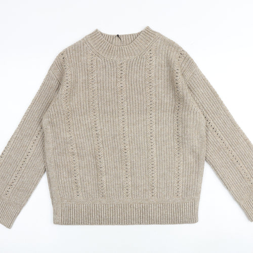 Marks and Spencer Womens Brown Round Neck Polyester Pullover Jumper Size S