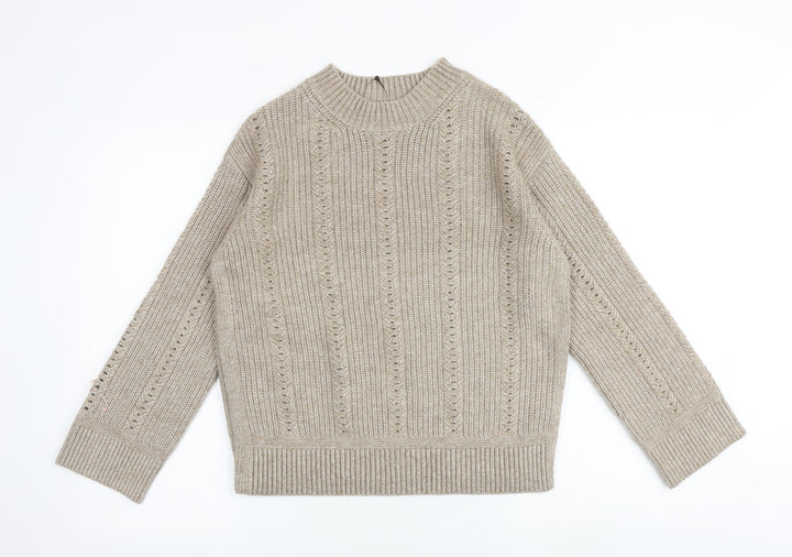 Marks and Spencer Womens Brown Round Neck Polyester Pullover Jumper Size S