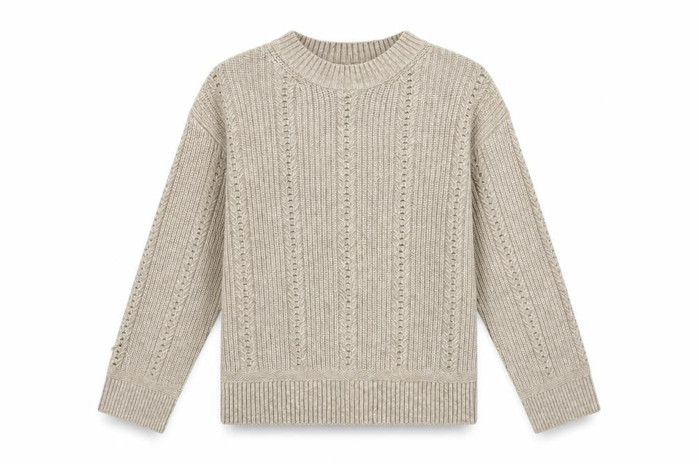 Front view of Marks & Spencer women’s brown round neck polyester jumper, size S
