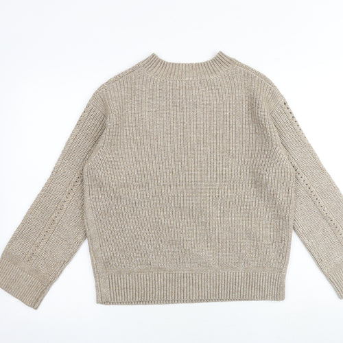 Marks and Spencer Womens Brown Round Neck Polyester Pullover Jumper Size S