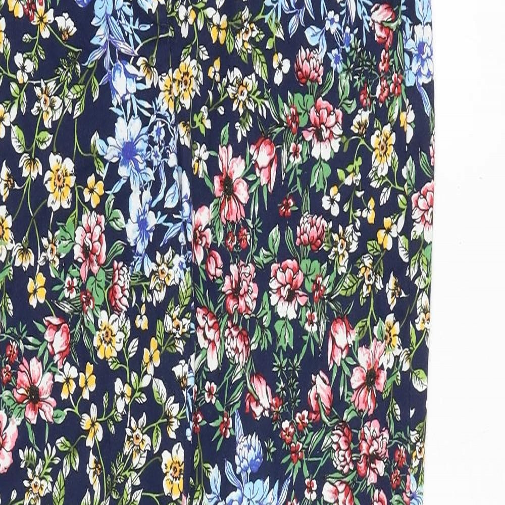 Marks and Spencer Womens Multicoloured Floral Cotton Chino Trousers Size 10 Regular Zip