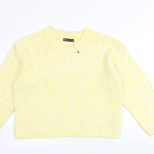 Marks and Spencer Womens Yellow Round Neck Polyester Pullover Jumper Size L