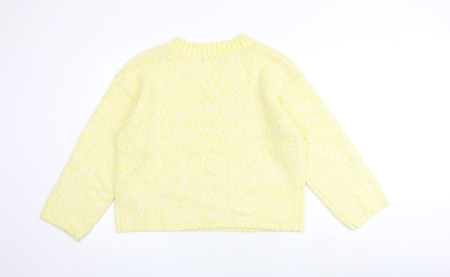 Marks and Spencer Womens Yellow Round Neck Polyester Pullover Jumper Size L