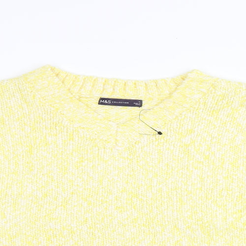 Marks and Spencer Womens Yellow Round Neck Polyester Pullover Jumper Size L