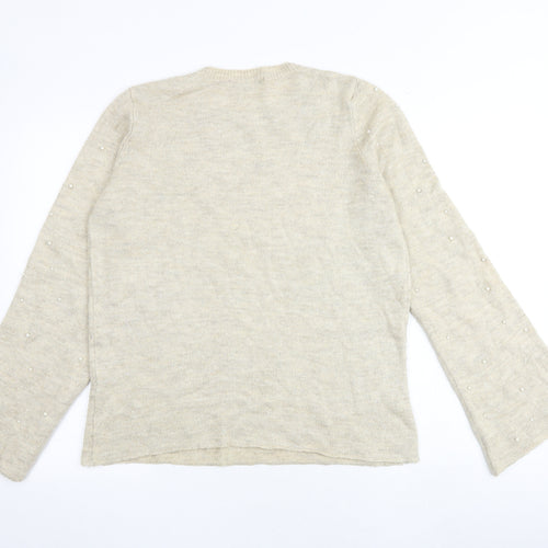 NEXT Womens Brown Round Neck Acrylic Pullover Jumper Size 12