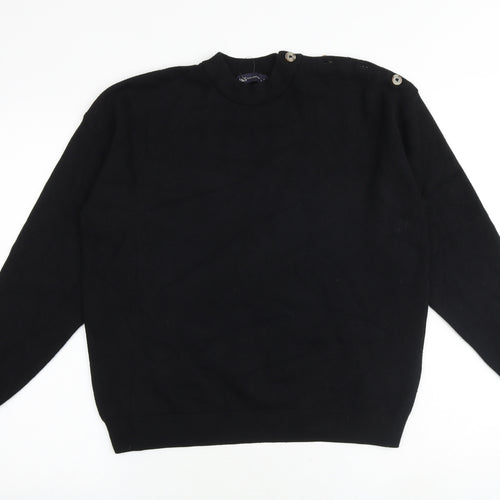 Marks and Spencer Womens Black Round Neck Viscose Pullover Jumper Size M