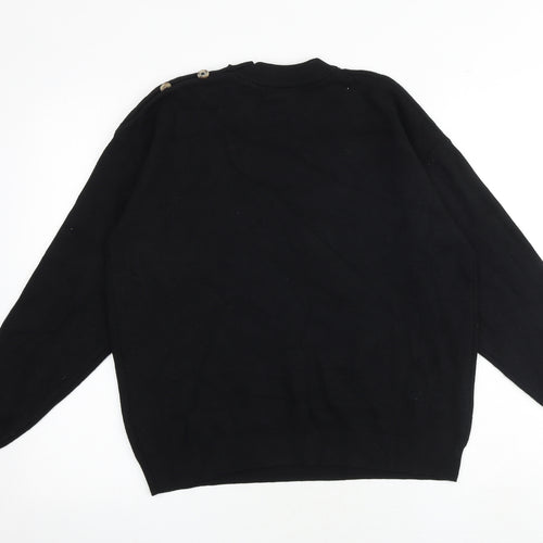 Marks and Spencer Womens Black Round Neck Viscose Pullover Jumper Size M