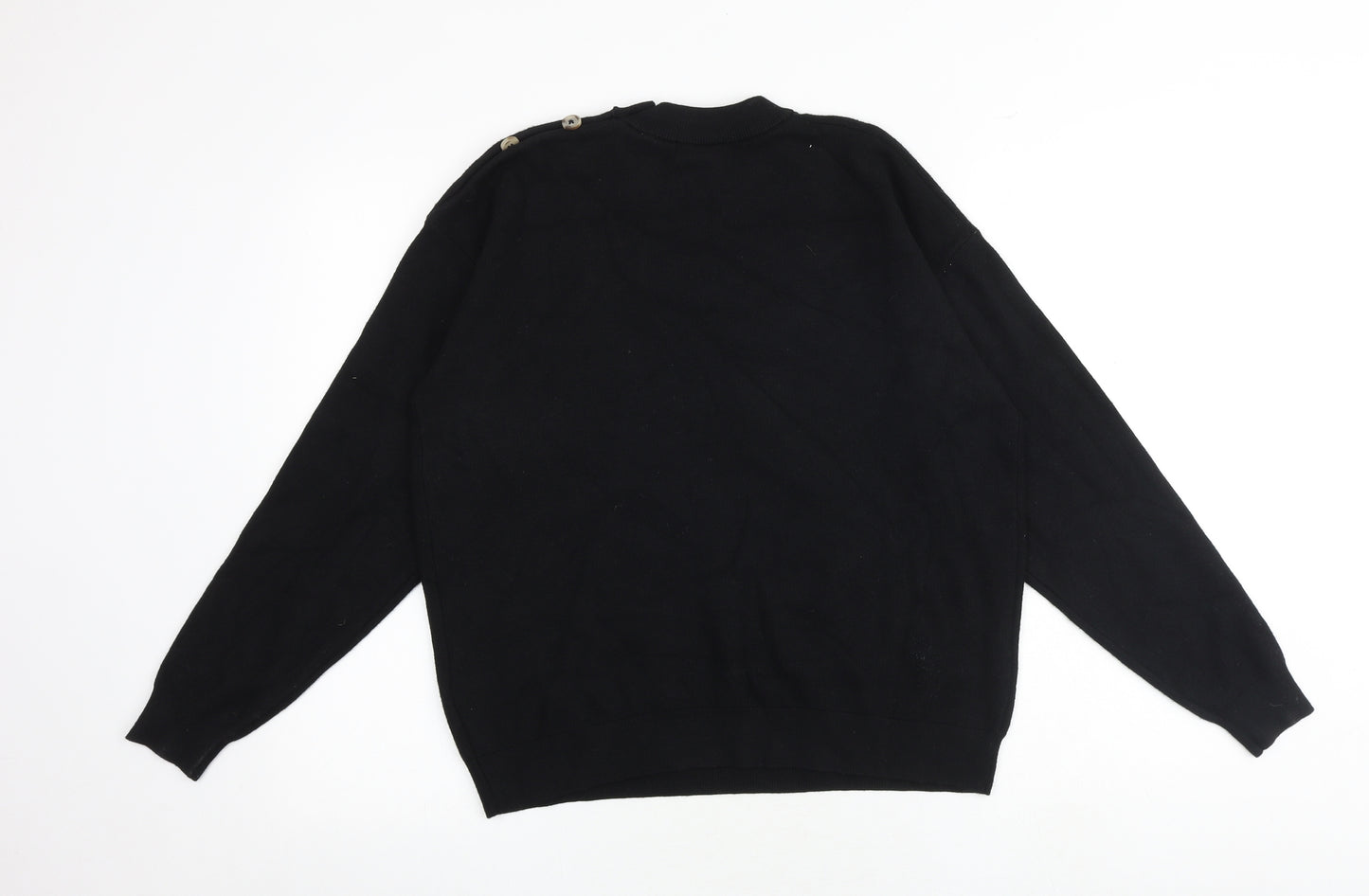 Marks and Spencer Womens Black Round Neck Viscose Pullover Jumper Size M