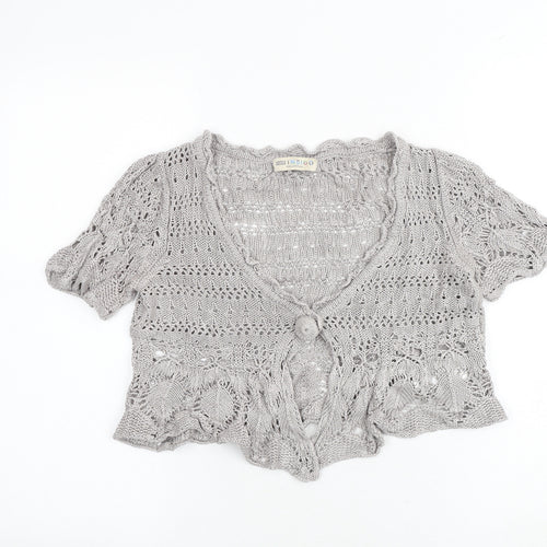 Marks and Spencer Womens Grey Scoop Neck Viscose Cardigan Jumper Size 12