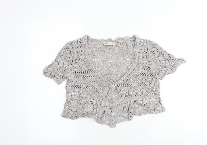 Marks and Spencer Womens Grey Scoop Neck Viscose Cardigan Jumper Size 12