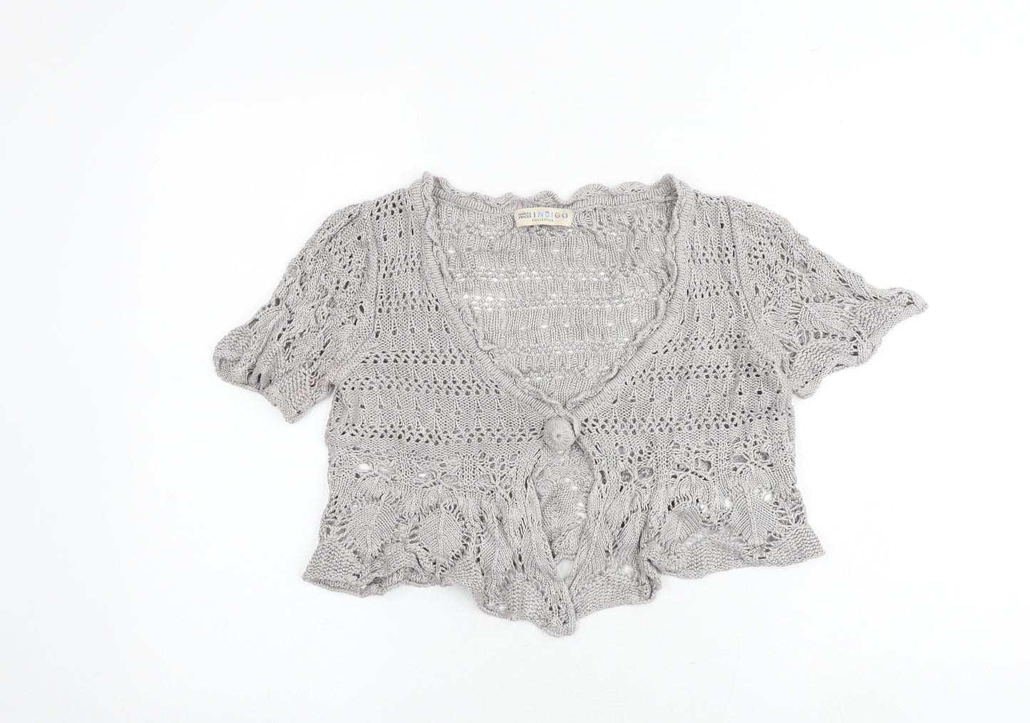 Marks and Spencer Womens Grey Scoop Neck Viscose Cardigan Jumper Size 12