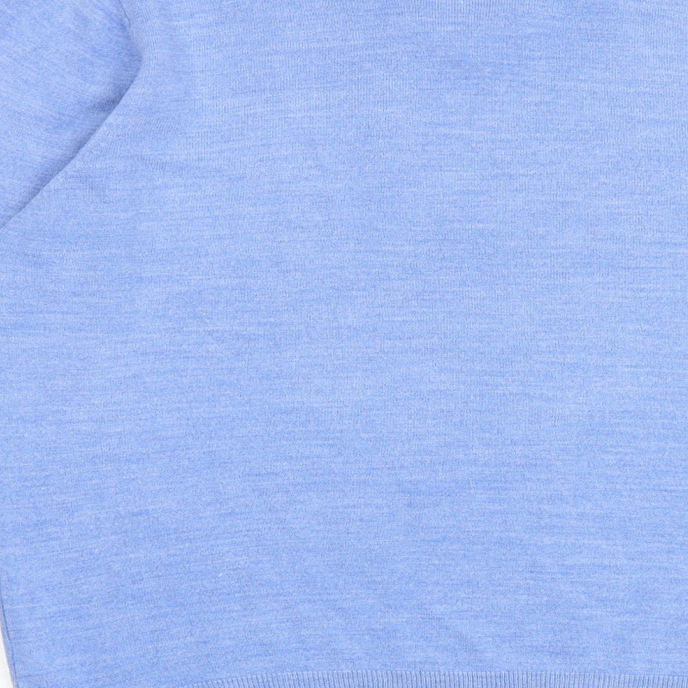 Marks and Spencer Mens Blue V-Neck Acrylic Pullover Jumper Size L Long Sleeve