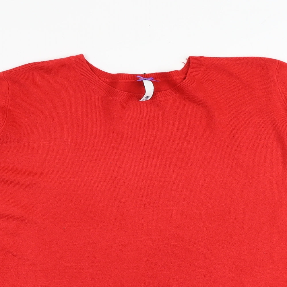 BHS Womens Red Round Neck Acrylic Pullover Jumper Size 14
