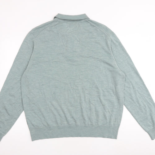 Autograph Mens Blue Collared Wool Pullover Jumper Size 2XL Long Sleeve