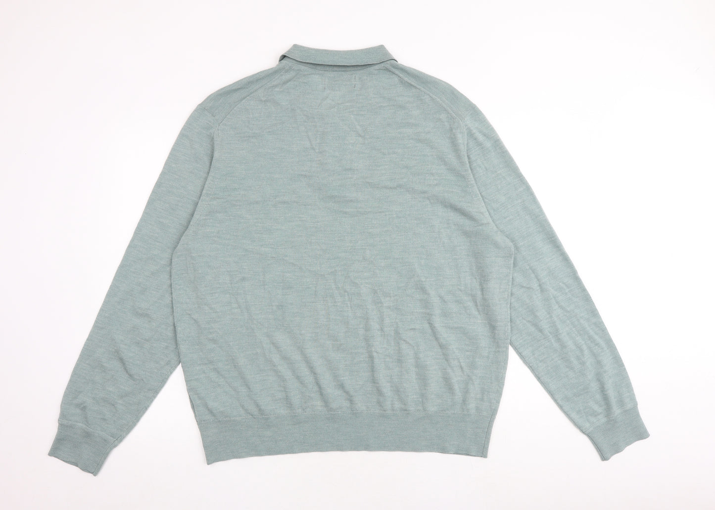 Autograph Mens Blue Collared Wool Pullover Jumper Size 2XL Long Sleeve