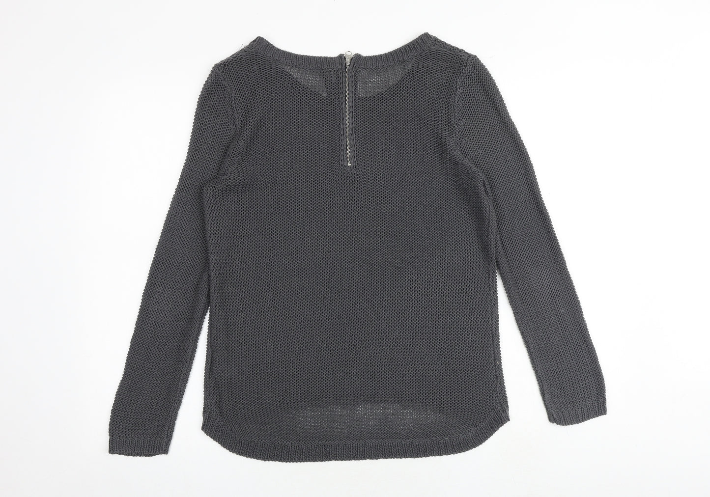H&M Womens Grey Round Neck Acrylic Pullover Jumper Size S