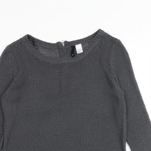 H&M Womens Grey Round Neck Acrylic Pullover Jumper Size S