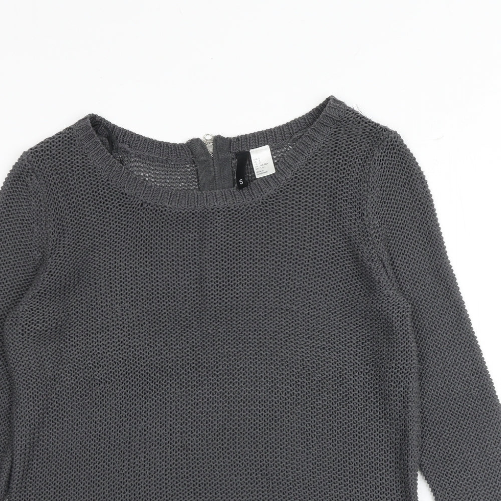 H&M Womens Grey Round Neck Acrylic Pullover Jumper Size S