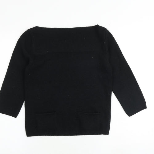 Topshop Womens Black Boat Neck Acrylic Pullover Jumper Size 10