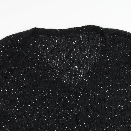 H&M Womens Black V-Neck Acrylic Cardigan Jumper Size L