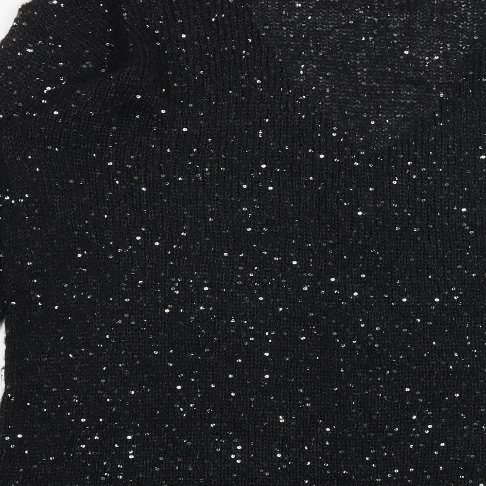 H&M Womens Black V-Neck Acrylic Cardigan Jumper Size L