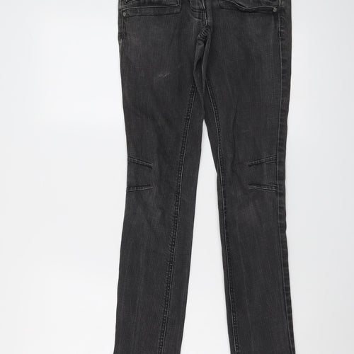 River Island Womens Grey Cotton Straight Jeans Size 8 L29 in Regular Button