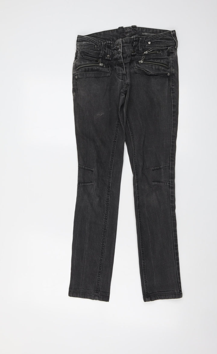 River Island Womens Grey Cotton Straight Jeans Size 8 L29 in Regular Button