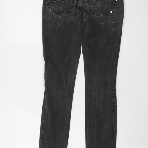 River Island Womens Grey Cotton Straight Jeans Size 8 L29 in Regular Button