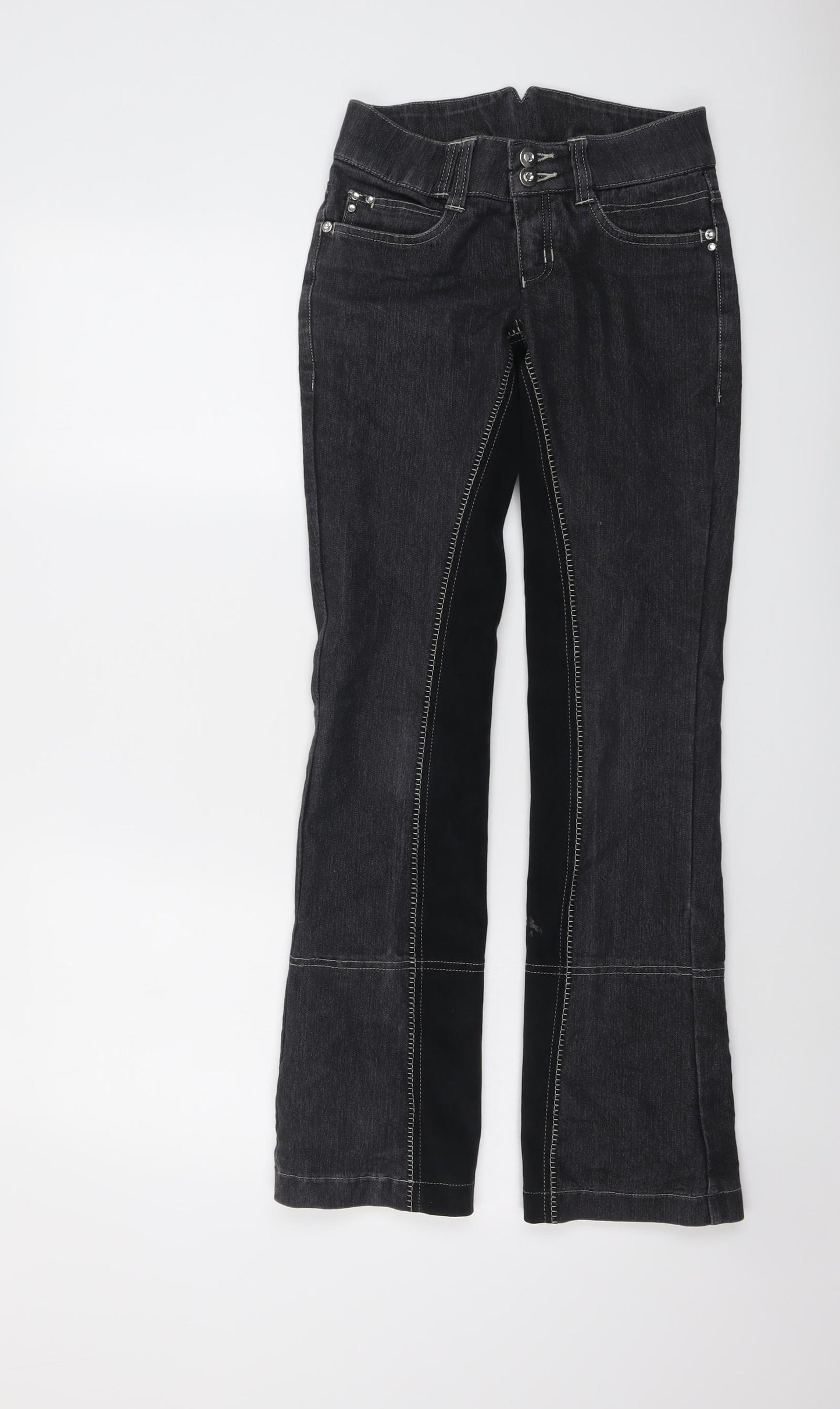 HKM Girls Grey Cotton Bootcut Jeans Size 10-11 Years Regular Button