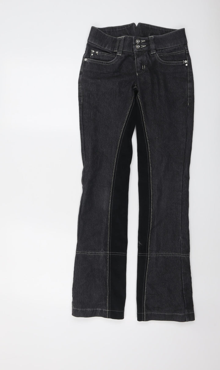 HKM Girls Grey Cotton Bootcut Jeans Size 10-11 Years Regular Button