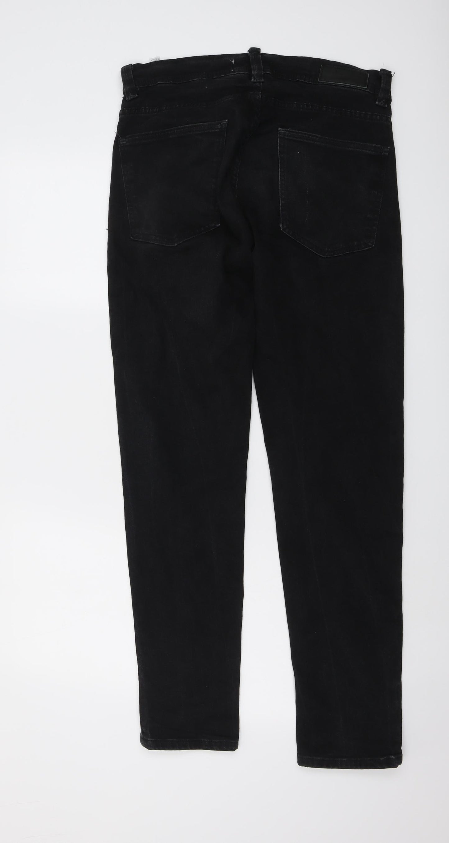 Zara Mens Black Cotton Skinny Jeans Size 32 in L32 in Regular Button