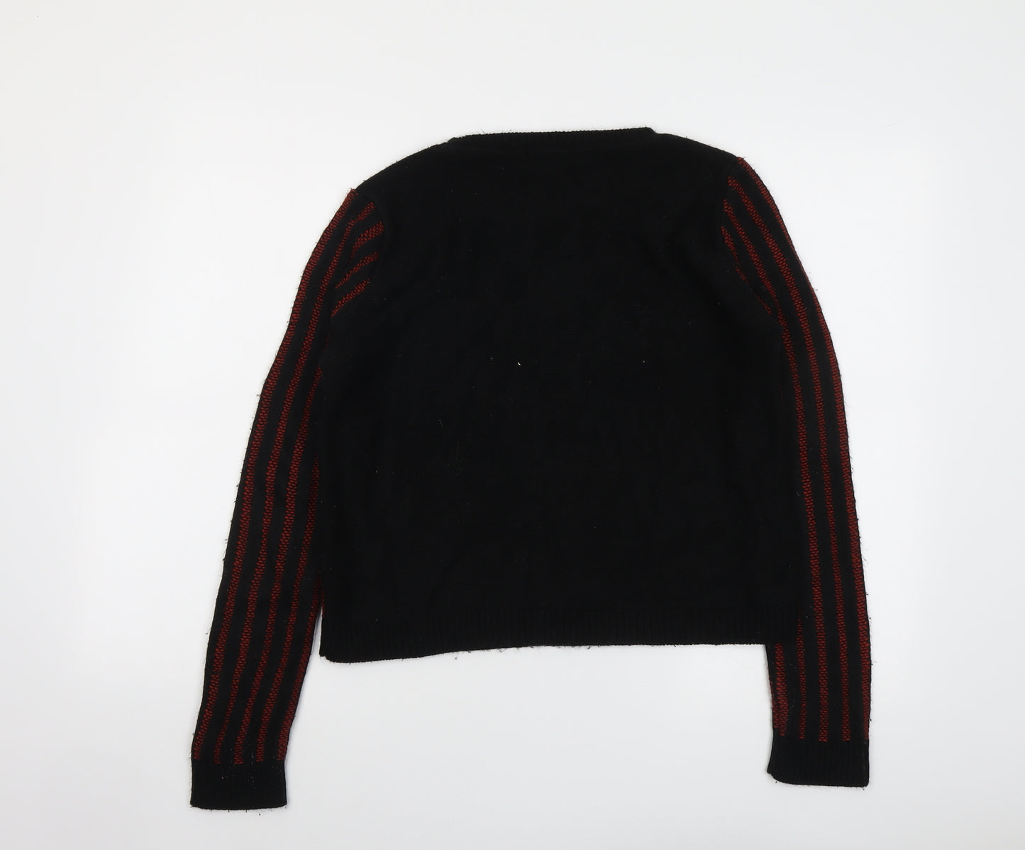 Topshop Womens Black Round Neck Geometric Acrylic Pullover Jumper Size 12
